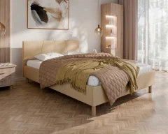 Gestoffeerd bed ALMORE – elegant gestoffeerd bed, bruin, Haiti 03, 140x200