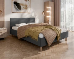 Gestoffeerd bed ALMORE – elegant gestoffeerd bed, donkergrijs, Haiti 15, 140x200
