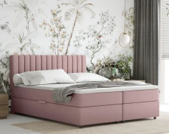 Boxspringbed EVEREST 160x200 met bedlade - stof roze (Kronos 27) met geïntegreerde matras, (inclusief) topper