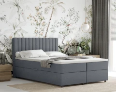 Boxspringbed EVEREST 140x200 met bedlade - stof grijs (bekleding Faro 4)