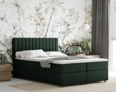 Boxspringbed EVEREST 140x200 met bedlade - stof donkergroen (bekleding Fancy 39)