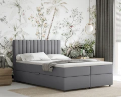 Boxspringbed EVEREST 140x200 met bedlade - stof donkergrijs (bekleding Fancy 90)