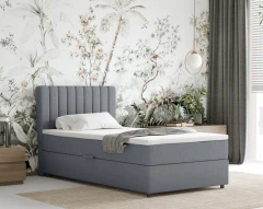 Boxspringbed EVEREST 100x200 met bedlade - stof Grijs (bekleding Faro 04)