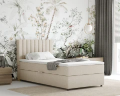 Boxspringbed EVEREST 100x200 met bedlade - stof Beige (bekleding Bondo 01)