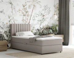 Boxspringbed EVEREST 90x200 met bedlade - stof donkerbeige (bekleding Fancy 11)