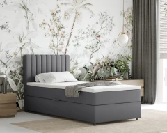 Boxspringbed EVEREST 90x200 met bedlade - stof donkergrijs (bekleding Fancy 90)