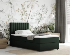 Boxspringbed EVEREST 90x200 met bedlade - stof donkergroen (bekleding Fancy 39)