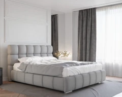 Gestoffeerd bed BLISS 160x200cm met bedlade - Grijs (bekleding Raven 06)