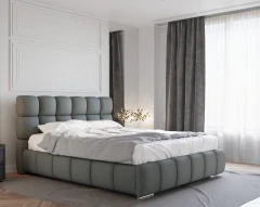 Gestoffeerd bed BLISS 160x200cm met bedlade - Grijs (bekleding Raven 10)