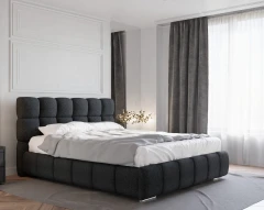 Gestoffeerd bed BLISS 160x200cm met bedlade - Zwart (bekleding Raven 18)