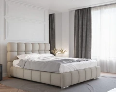Gestoffeerd bed BLISS 160x200cm met bedlade - Bruin (bekleding Raven 30)