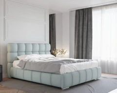 Gestoffeerd bed BLISS 160x200cm met bedlade - Blauw (bekleding Raven 80)