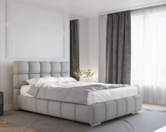 Gestoffeerd bed BLISS 140x200cm met bedlade - Grijs (bekleding Raven 06)