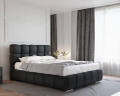 Gestoffeerd bed BLISS 140x200cm met bedlade - Zwart (bekleding Raven 18)