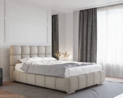 Gestoffeerd bed BLISS 140x200cm met bedlade - bruin (bekleding Raven 30)