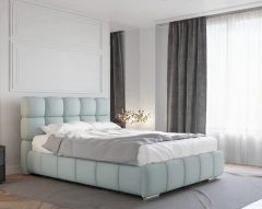 Gestoffeerd bed BLISS 140x200cm met bedlade - blauw (bekleding Raven 80)