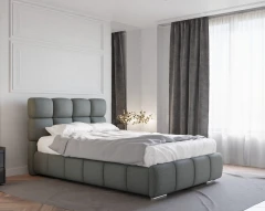 Gestoffeerd bed BLISS 120x200cm met bedlade - grijs (bekleding Raven 10)