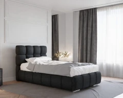 Gestoffeerd bed BLISS 100x200cm met bedlade - zwart (bekleding Raven 18)