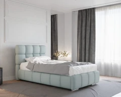 Gestoffeerd bed BLISS 100x200cm met bedlade - blauw (bekleding Raven 80)
