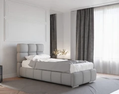 Gestoffeerd bed BLISS 90x200cm met bedlade - Grijs (bekleding Raven 06)
