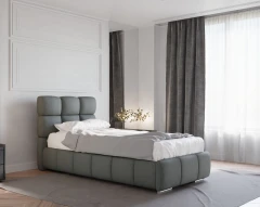 Gestoffeerd bed BLISS 90x200cm met bedlade - Grijs (bekleding Raven 10)