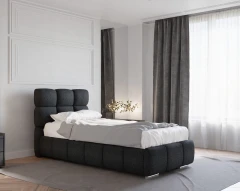 Gestoffeerd bed BLISS 90x200cm met bedlade - Zwart (bekleding Raven 18)