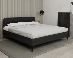 MAVILO 180x200cm, gestoffeerd bed, tweepersoonsbed, stof zwart - Raven 18