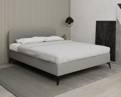 MAVILO 160x200cm, gestoffeerd bed, tweepersoonsbed, stof grijs - Raven 06