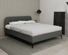 MAVILO 160x200cm, gestoffeerd bed, tweepersoonsbed, stof grijs - Raven 10