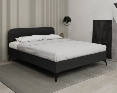 MAVILO 160x200cm, gestoffeerd bed, tweepersoonsbed, stof zwart - Raven 18