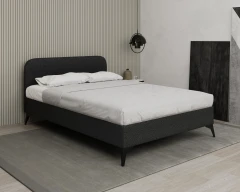 MAVILO 140x200cm, gestoffeerd bed, tweepersoonsbed, stof zwart - Raven 18