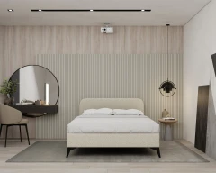 MAVILO 140x200cm, gestoffeerd bed, tweepersoonsbed, stof beige - Raven 22