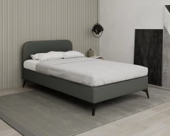 MAVILO 120x200cm, gestoffeerd bed, comfortbed, eenpersoonsbed, stof grijs - Raven 10