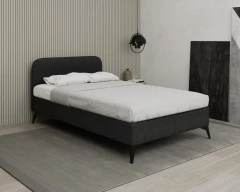 MAVILO 120x200cm, gestoffeerd bed, comfortbed, eenpersoonsbed, stof zwart - Raven 18