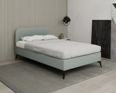 MAVILO 120x200cm, gestoffeerd bed, comfortbed, eenpersoonsbed, stof blauw - Raven 80