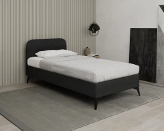 MAVILO 100x200cm, gestoffeerd bed, eenpersoonsbed, stof zwart - Raven 18