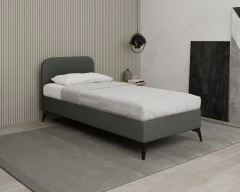 MAVILO 90x200cm, gestoffeerd bed, eenpersoonsbed, stof grijs - Raven 10