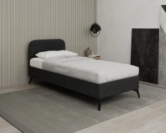 MAVILO 90x200cm, gestoffeerd bed, eenpersoonsbed, stof zwart - Raven 18
