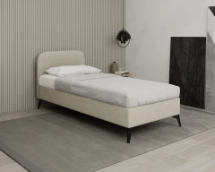 MAVILO 90x200cm, gestoffeerd bed, eenpersoonsbed, stof beige - Raven 22