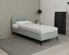 MAVILO 90x200cm, gestoffeerd bed, eenpersoonsbed, stof blauw - Raven 80