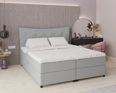 Boxspringbed NEVADA - comfortbed met opbergruimte, tweepersoonsbed, 180x200, stof Fancy 85 - lichtgrijs