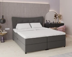 Boxspringbed NEVADA - comfortbed met opbergruimte, tweepersoonsbed, 180x200, stof Faro 4 - grijs