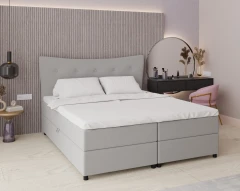 Boxspringbed NEVADA - comfortbed met opbergruimte, tweepersoonsbed, 180x200, stof Faro 16 - grijs