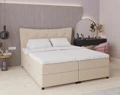 Boxspringbed NEVADA - comfortbed met opbergruimte, tweepersoonsbed, 180x200, stof Faro 19 - beige