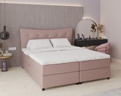 Boxspringbed NEVADA - comfortbed met opbergruimte, tweepersoonsbed, 180x200, stof Kronos 27 - roze