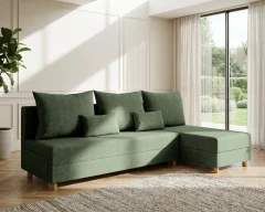Modulaire hoekbank in L-vorm Lellice - links of rechts monteerbaar, gemêleerd groen