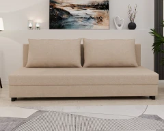 Slaapbank FACILE met bedlade – moderne 2-in-1 bank met opbergruimte, gemêleerd beige