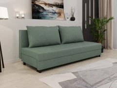Slaapbank FACILE met bedlade – moderne 2-in-1 bank met opbergruimte, gemêleerd groen